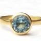 Recycled 18ct yellow gold aquamarine engagement ring