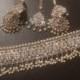 Pakistani jewelry choker set  silver polish pearl beads earrings tikka wedding party