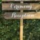 Directional Wedding Sign, Custom Sign, Welcome, Reception Sign, Dinner and Dancing, Backyard Wedding Sign, Rustic Stained, 4ft Stake
