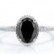 Attractive 1.50 Carat Black And White Diamond Halo Ring