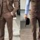 Men Suits, Luxury Brown 3 Piece Wedding Suits, Groom Wear One Button Coat Vest Pant Suits,