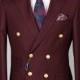 Double Breasted Maroon - 6 Button Button Men Suit