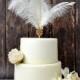 Gold Feather Cake Topper Great Gatsby 1920s Customized Wedding Cake Topper Personalized Cake Topper for Wedding Ostrich  Cake Topper