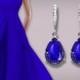 Blue Crystal Earrings, Swarovski Majestic Blue Teardrop Earrings, Cobalt Silver Earrings, Sapphire Bridesmaid Jewelry, Royal Blue Earrings