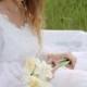 CELESTE Vintage 1960's Wedding Dress White Lace Poet Sleeve Maxi Gown Sheer Sleeves