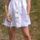 Cottage core white puff sleeve dress, cute farm girl summer dress with open back