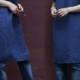 196---Washed Linen Indigo Blue Qipao Dress, Cheongsam, Cheong-Sam, Mandarin Gown, Made to Measure.