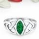 Solitaire Ring Marquise Simulated Emerald Green Celtic Shank Solid 925 Sterling silver