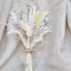 Gold and White Dried Flower Bouquet/ Metallic Dry Flower Wedding Bouquet/ Dry Thistle Flower Arrangement/ Champagne gold Bride Bouquet.