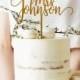 Gold Rustic Wedding Cake Topper, Mr and Mrs Cake Topper, Custom Your Own Last Name