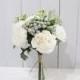 Off White Floral Bouquet, Wedding Bouquet, White Table Flower, White Peony Bridal Bouquet, White Bridesmaid Bouquet, Flower Girl Bouquet