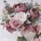 Artificial Eucalyptus Mauve Dusky Pink Bouquet - Bridal Rose Bouquet - Bridal Arrangement - Flower Arrangement Bouquet