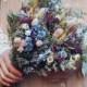 Blue Lavender and Larkspur Dried Bridal bouquet / Dry Flower bouquet Wedding / Rustic Boho and Bridesmaid bouquet / Wildflower Dried bouquet
