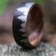 Men's Wedding Band Tungsten Forest Ring, Nature Anniversary Gift For Him, Tungsten Ring with Trees, Olive Wood Wedding Ring