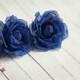Royal Blue Hair Rose, Hair Pin Set, Blue Hair Pin, Royal Blue Pins, Blue Rose Pin, Blue Wedding Bobby Pin, Bridesmaid Rose Pin