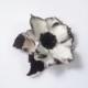 White & black leather flower hair pin, hair pin in white and black, Mother of the bride flower, Bridesmaid gift,Anniversary, Grooms corsage