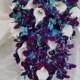 Galaxy orchid cascading bridal bouquet, purple blue orchids, artificial flowers