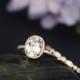 Natural VS Morganite Engagement Ring Set! 7x9mm Oval Light Pink Morganite Ring Set Solid 14K Rose Gold Ring Wedding Ring Set Bridal Set