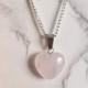 Rose Quartz Heart Silver 925 Pendant Necklace Rose Quartz Crystal Gemstone Necklaces Gift Boho Mother's Day