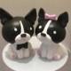 Boston Terriers Wedding Cake Topper-Dog Cake Topper-Pet Cake Topper Cake Figurine-Bride and Groom-Wedding Anniversary Decor-Cake Decoration
