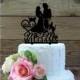 wedding cake topper " birde with fire fighter & cat / cats " - last name / wedding date / personalized / individualized / wood / acrylic