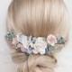 Flower hair comb, Blush blue flower hair comb, Bridal flower hair piece, Wedding flower hair clip, Bridal flower hair comb, Bridesmaids