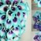 Turquoise Purple Ivory Calla Lily Bridal Wedding Bouquet & Boutonniere
