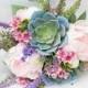 Wedding Bouquet, Wedding Flowers, Succulent Bouquet, Blush Bouquet, Boho Bouquet, Peony Bouquet, Purple Bouquet, Wild Flower Bouquet,