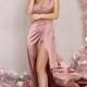 Rose Gold Silk Maxi Flared Dress Bridesmaid Gown