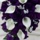 Purple Bridal Bouquet, Cascade Bouquet, Wedding Bouquet, Flower Bouquet, Wedding Flowers, Silk Bouquet, Calla Lily, Van Caron Collection
