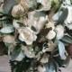 Ivory and greens wedding bouquet, sola wood flowers