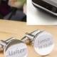 Mens Personalised Usher Wedding Day Custom Engraved ROUND Cufflinks - Personalised Engraved Gift Box Available