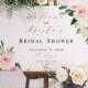 Welcome To Bridal Shower Sign Template, Blush Floral Brunch, Wedding Countdown, Days Until She Says I Do, Hens Party Poster, Board #vmt323