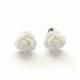 Tiny Pure White Rose Earrings, White Wedding Earrings, Stud Earrings, Post Earrings Under 5
