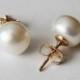 8-8.5 mm AAA gold filled genuine pearl earring studs-Real pearl stud earrings-Gold pearl studs-Bridesmaid earrings-Birthday gift-Wedding