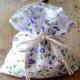10 Party Favors Set - Green Purple Floral Cotton Bags - Table Decoration give away Gift for Guests - Shower Wedding Decor - Tie strings