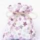 10 Party Favors Set - Table Decoration Cotton Gift Bags - Pink Purple Grey for Wedding Showers Baptism Birthday - Give away for Guests