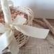 White Flower girl basket with natural petal - flower girl accessories - biodegradable wedding confetti