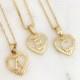 Gold Heart Initial Pendant Coin Necklace
