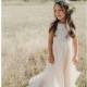 Ivory or Cream Boho Flower Girl Dress. Flowergirl Maxi Dress with crochet bodice and soft tulle bottom