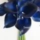JennysFlowerShop 15" Latex Real Touch Artificial Calla Lily 10 Stems Flower Bouquet for Wedding/ Home Navy Blue