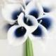 JennysFlowerShop 15" Latex Real Touch Artificial Calla Lily 10 Stems Flower Bouquet for Wedding/ Home Navy Blue Picasso