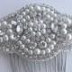 Monica Vintage Inspired Wedding Bridal Crystal Rhinestone Beaded Hair Comb with Ivory Pearls