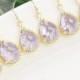 Bridesmaid Jewelry Gift SET OF 6 Lavender Drop Earrings Gold Light Purple Crystal Teardrop Bridesmaid Earrings Wedding Party Gift Jewelry 
