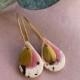 Pre- order, 14 days to make and dispatch, Ceramic earrings, clay earrings, bright pink, dangle, Gold plated ear wires