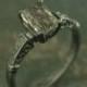 Emerald Cut Ring Tourmalinated  Quartz Engagement Ring Black Silver Rutilated Quartz Oxidized Black Ring 7mmx5mm Stone Dark Eve Gothic Ring
