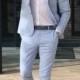 Men Suits, Wedding Suits, 2 Piece Groom Wear, Light Blue One Button Body Fit Suits,