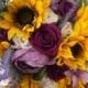Purple sunflower bouquet, Purple roses Bride bouquet, Bridesmaids bouquet, Summer Wedding bouquet, autumn bouquet