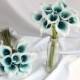 Oasis Teal Calla Lily Bouquet 10 Real Touch Calla Lilies for DIY Wedding Flowers Bridal Bouquet Wedding Table Centerpieces WLF-06
