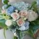 Dusty Blue Wedding Bridal Bouquet, Rustic Classic Boho Flower Bouquet,  Design in Rose Peony and Hydrangea